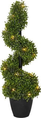 Dekorationsträd Jul Buxbom 65 cm 20 ljus Varmvit, Grön / Svart
