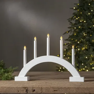 Abbe Stor Adventsljusstake Båge 46 cm - Elljusstake i Trä för Fönster - Vit - Inredning - Julpynt & helgdekoration - Julpynt & juldekoration