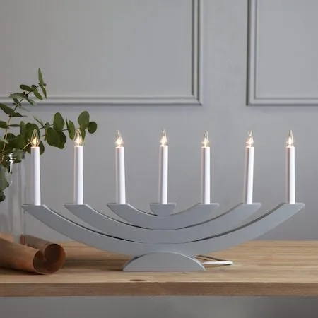 Adventsljusstake Navida 60x30 cm Trä 7 ljus E10 - Grå - Inredning - Julpynt & helgdekoration - Julpynt & juldekoration