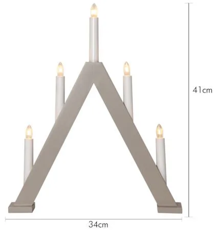 Albo Adventsljusstake 34 cm - Elljusstake i Trä för Fönster - Gråbeige - Inredning - Julpynt & helgdekoration - Julpynt & juldekoration
