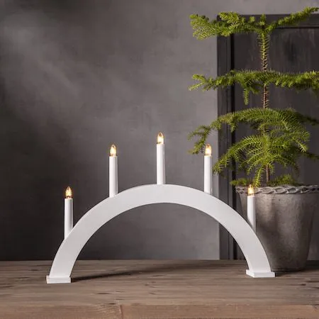 Albo Stor Adventsljusstake Båge 51 cm - Elljusstake i Trä för Fönster - Vit - Inredning - Julpynt & helgdekoration - Julpynt & juldekoration