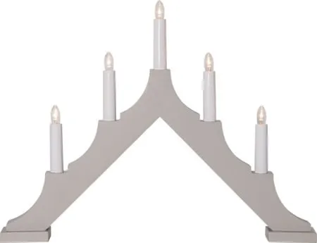 Alma Adventsljusstake 44 cm - Elljusstake i Trä för Fönster, Ljus Gråbeige