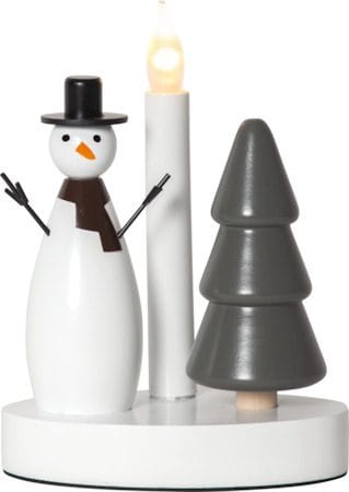 Christmas Joy Snögubbe 16 cm - Rund Ljusstake i Trä - Vit - Inredning - Julpynt & helgdekoration - Julpynt & juldekoration