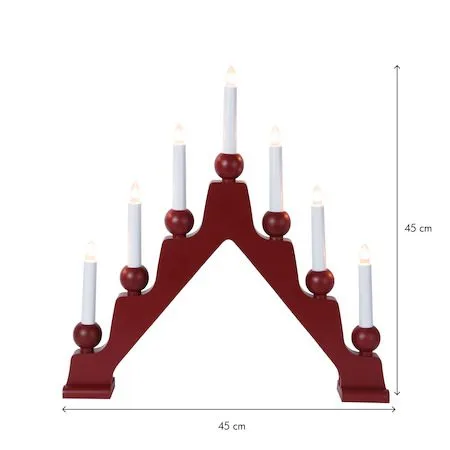 Emma Adventsljusstake 45 cm - Elljusstake i Trä för Fönster - Mörkröd - Inredning - Julpynt & helgdekoration - Julpynt & juldekoration