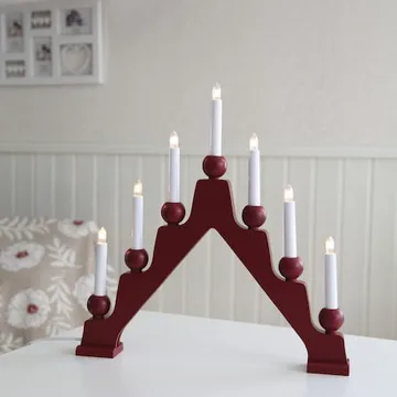 Emma Adventsljusstake 45 cm - Elljusstake i Trä för Fönster - Mörkröd - Inredning - Julpynt & helgdekoration - Julpynt & juldekoration