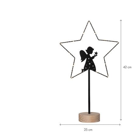 Glimta Inomhusdekoration belysning 25 cm - svart med naturfärgad träbas - Inredning - Julpynt & helgdekoration - Julpynt & juldekoration