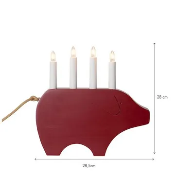 Gry Adventsljusstake Julgris 28.5 cm - Ljusstake i Trä för Advent - Mörkröd - Inredning - Julpynt & helgdekoration - Julpynt & juldekoration