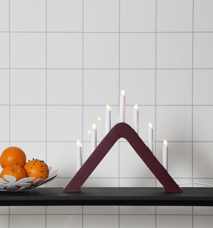 Jarve Adventsljusstake 41 cm - Elljusstake i Trä för Fönster - Mörk Vinröd - Inredning - Julpynt & helgdekoration - Julpynt & juldekoration