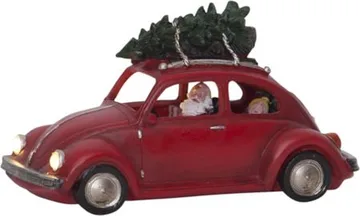 Merryville Juldekoration Tomte med Bil 25,5x14,5 cm LED - Röd|Grön - Inredning - Julpynt & helgdekoration - Julpynt & juldekoration - Julängel & julfigur