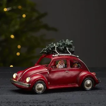 Merryville Juldekoration Tomte med Bil 25,5x14,5 cm LED - Röd|Grön - Inredning - Julpynt & helgdekoration - Julpynt & juldekoration - Julängel & julfigur