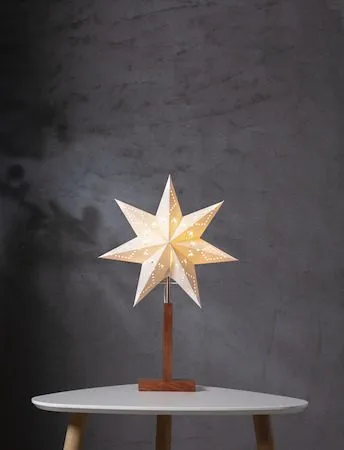 Karo Adventsstjärna på Fot 34 cm - Jullampa i papper & trä - Vit - Inredning - Julpynt & helgdekoration - Julpynt & juldekoration