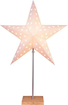 Leo Adventsstjärna på Fot med Skärm 43 cm i Plast med Träben - Vit - Inredning - Julpynt & helgdekoration - Julpynt & juldekoration