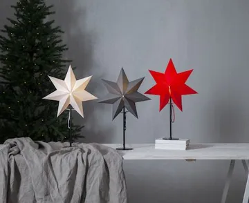 Mixa Adventsstjärna på Fot 50 cm – Jullampa i papper / metall - Vit med svart fot - Inredning - Julpynt & helgdekoration - Julpynt & juldekoration