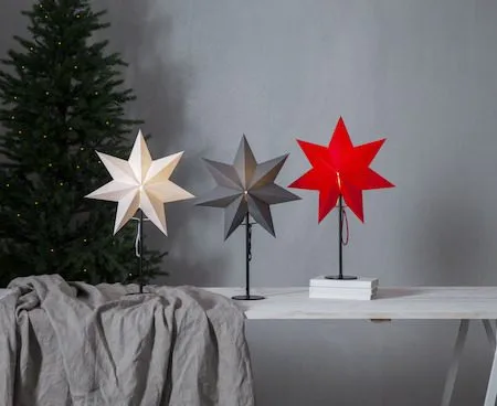 Mixa Adventsstjärna på Fot 50 cm – Jullampa i papper / metall - Vit med svart fot - Inredning - Julpynt & helgdekoration - Julpynt & juldekoration