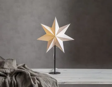 Mixa Adventsstjärna på Fot 50 cm – Jullampa i papper / metall - Vit med svart fot - Inredning - Julpynt & helgdekoration - Julpynt & juldekoration