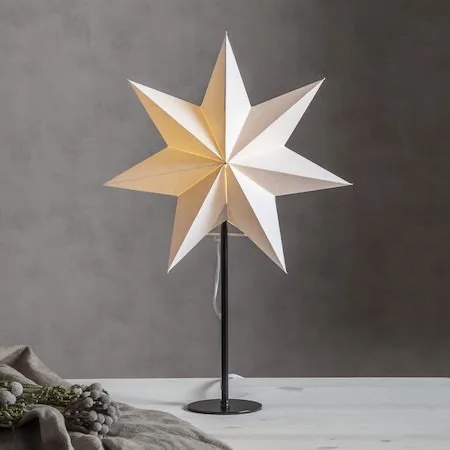 Mixa Adventsstjärna på Fot 50 cm – Jullampa i papper / metall - Vit med svart fot - Inredning - Julpynt & helgdekoration - Julpynt & juldekoration