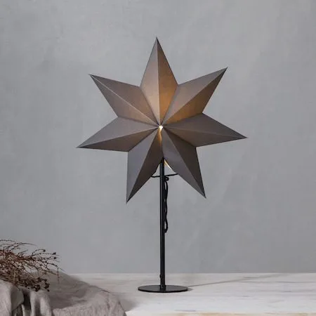 Mixa Adventsstjärna på Fot 50 cm - Jullampa i papper & metall - Grå med svart fot - Inredning - Julpynt & helgdekoration - Julpynt & juldekoration