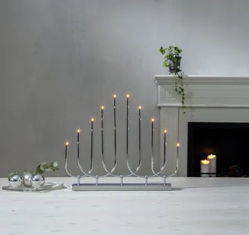 Novum Stor Adventsljusstake 46 cm - Elljusstake i Metall för Fönster - Kromsilver - Inredning - Julpynt & helgdekoration - Julpynt & juldekoration