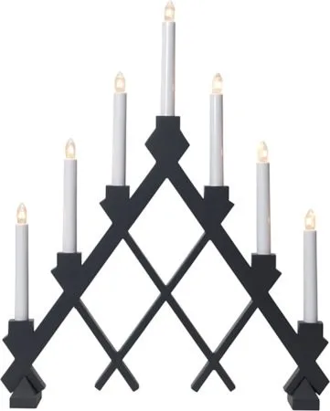 Rut Adventsljusstake 43 cm - Elljusstake i Trä för Fönster, Mörkgrå