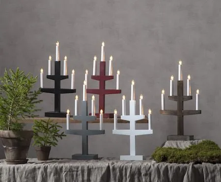 Trapp Adventsljusstake 24 cm - Elljusstake i Trä för Fönster - Ljusgrå - Inredning - Julpynt & helgdekoration - Julpynt & juldekoration