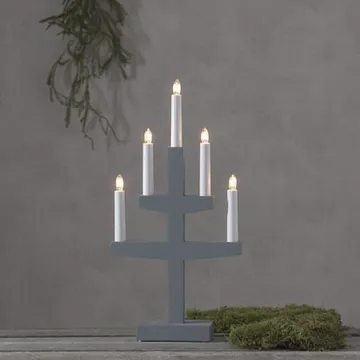 Trapp Adventsljusstake 24 cm - Elljusstake i Trä för Fönster - Ljusgrå - Inredning - Julpynt & helgdekoration - Julpynt & juldekoration