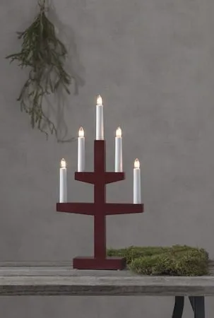 Trapp Adventsljusstake 24 cm - Elljusstake i Trä för Fönster - Röd - Inredning - Julpynt & helgdekoration - Julpynt & juldekoration