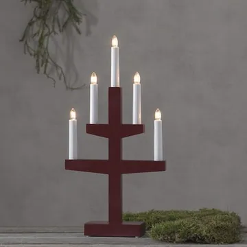 Trapp Adventsljusstake 24 cm - Elljusstake i Trä för Fönster - Röd - Inredning - Julpynt & helgdekoration - Julpynt & juldekoration