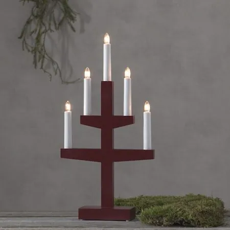 Trapp Adventsljusstake 24 cm - Elljusstake i Trä för Fönster - Röd - Inredning - Julpynt & helgdekoration - Julpynt & juldekoration