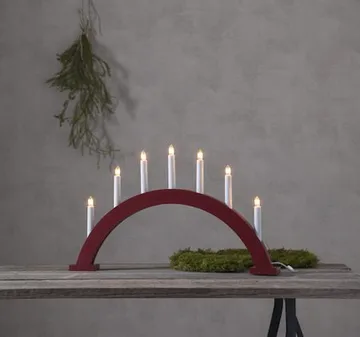 Trapp Stor Adventsljusstake Båge 57 cm - Elljusstake i Trä för Fönster - Vinröd - Inredning - Julpynt & helgdekoration - Julpynt & juldekoration