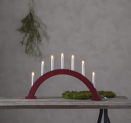 Trapp Stor Adventsljusstake Båge 57 cm - Elljusstake i Trä för Fönster - Vinröd - Inredning - Julpynt & helgdekoration - Julpynt & juldekoration