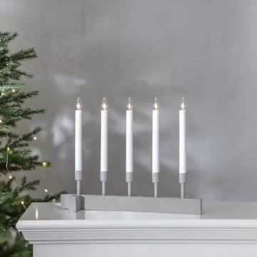 Vind Adventsljusstake 40 cm - Elljusstake i Trä för Fönster - Ljusgrå - Inredning - Julpynt & helgdekoration - Julpynt & juldekoration