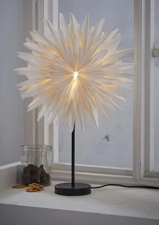 Winter Adventsstjärna på Fot 40 cm - Jullampa med svart fot - Vit - Inredning - Julpynt & helgdekoration - Julpynt & juldekoration