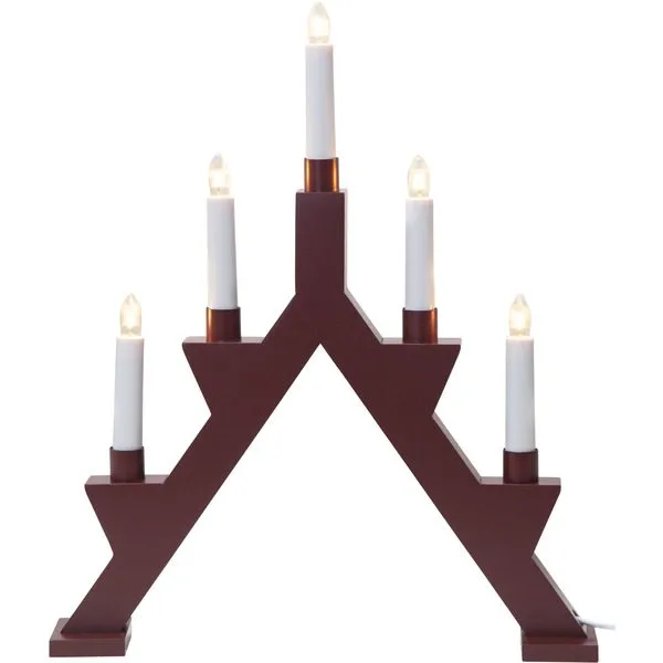 Zack Adventsljusstake 34 cm - Elljusstake i Trä för Fönster, Vinröd