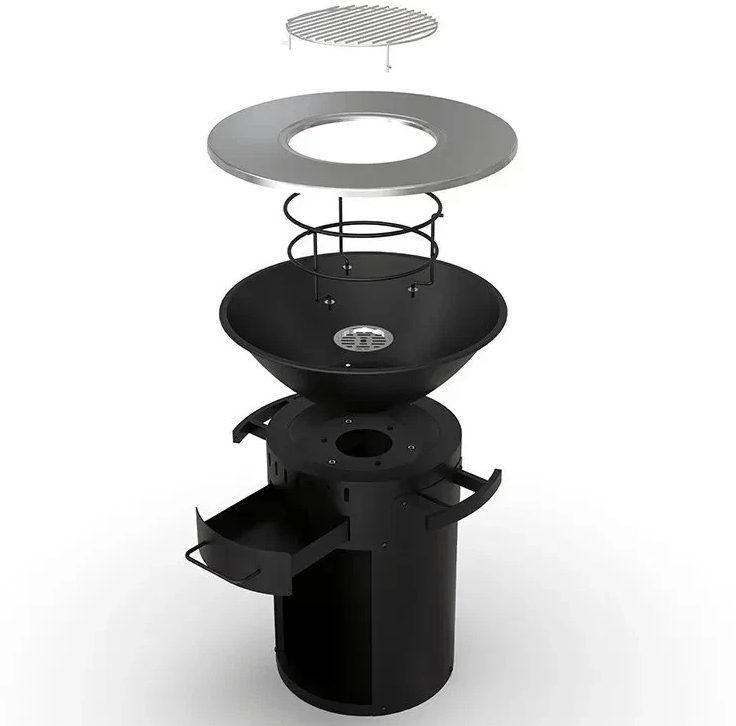 Eldstad med grillplatta i rostfritt stål | 58 cm fire pit | Svart - Inredning - Kaminer - Utomhuskamin & eldstad