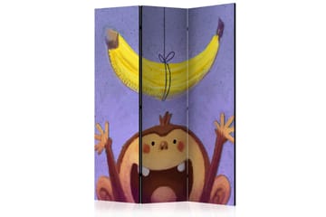 Kadira Fällbar Rumsavdelare 135x172 cm med Apa och Banan i Tyg - Brun|Lila|Gul - Inredning - Rumsavdelare - Vikskärm