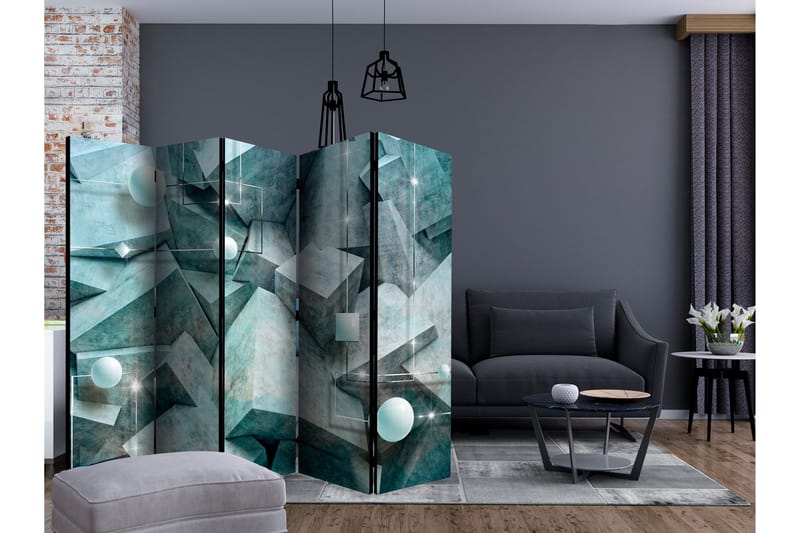 Rumsavdelare Concrete Cubes Green II 225x172 cm - Artgeist sp. z o. o. - Inredning - Rumsavdelare - Vikskärm