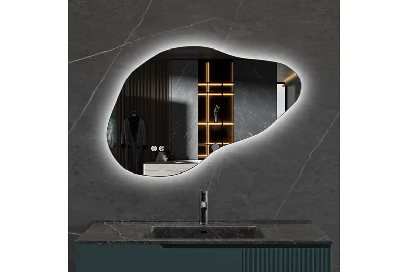 Badrumsspegel 90x60 cm med LED-belysning och anti-fog