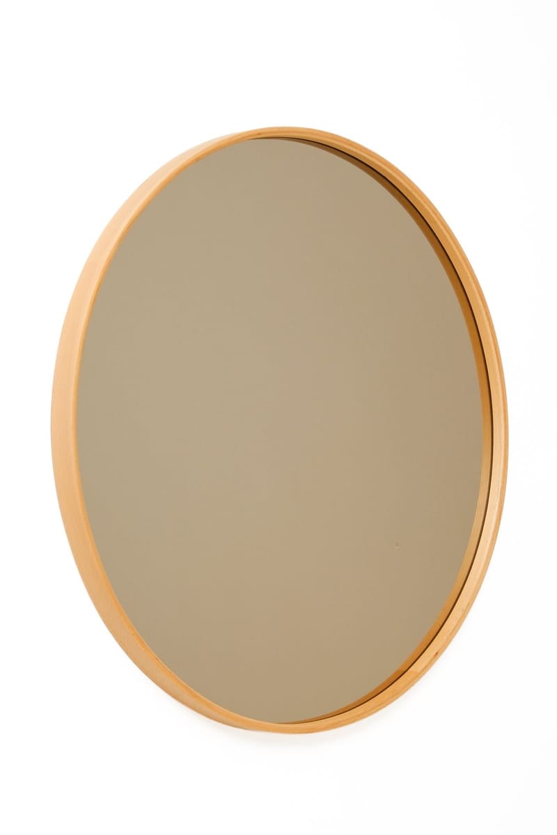 Dravik Dekorativ spegel 30x30x4 cm - Vit ram med ekfärgade detaljer - Inredning - Speglar - Väggspegel