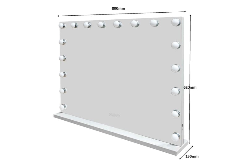 Glow Stor sminkspegel 80 cm med belysning lampor - Hollywood spegel med USB-laddning - Vit - Inredning - Speglar - Spegel med belysning