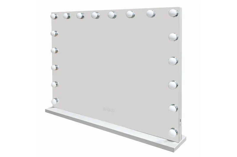 Glow Stor sminkspegel 80 cm med belysning lampor - Hollywood spegel med USB-laddning, Vit