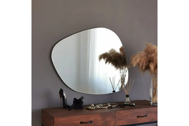 Asymmetrisk Spegel 67x85 cm, Svart