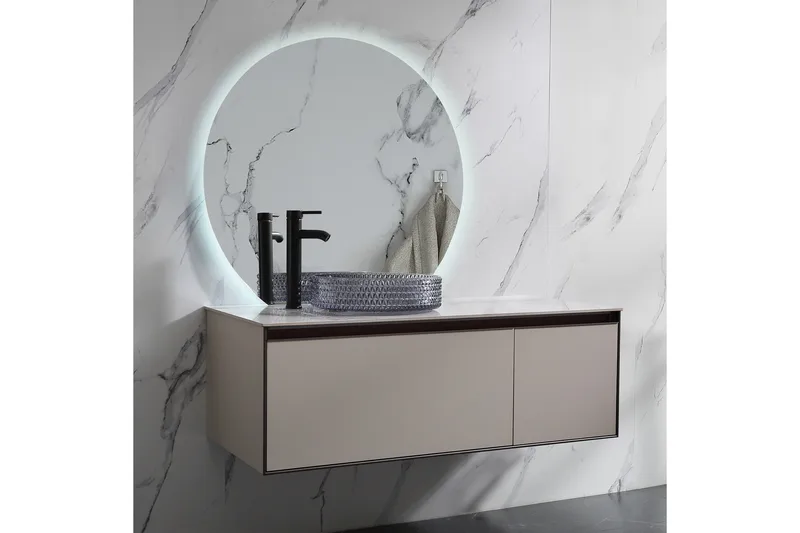 Felicia Spegel med LED-belysning Rund 80 cm Silver - Hus & renovering - Kök & bad - Badrum - Badrumsmöbler & badrumsinredning - Badrumsspegel