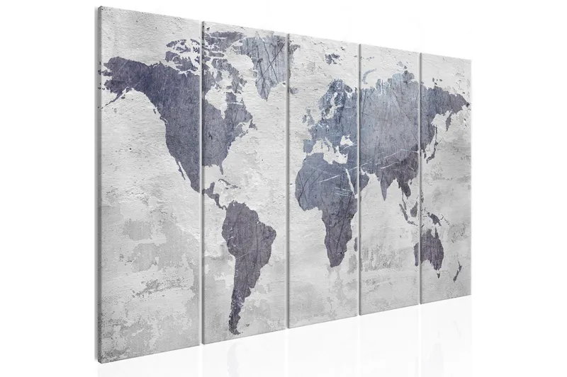 Tavla Concrete World Map 5 Parts Narrow 200x80, Artgeist sp. z o. o.