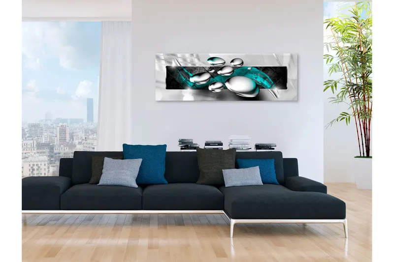 Tavla Shiny Stones (1 Part) Narrow Turquoise 150x50, Artgeist sp. z o. o.