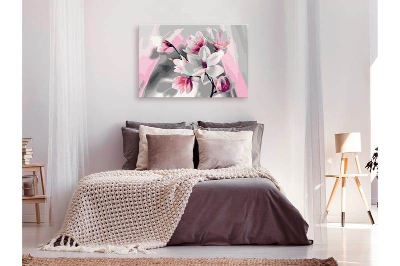 Gör-det-själv Målningar Magnolia Grey Background 60x40 cm - Artgeist sp. z o. o. - Inredning - Tavlor & konst - Måla själv