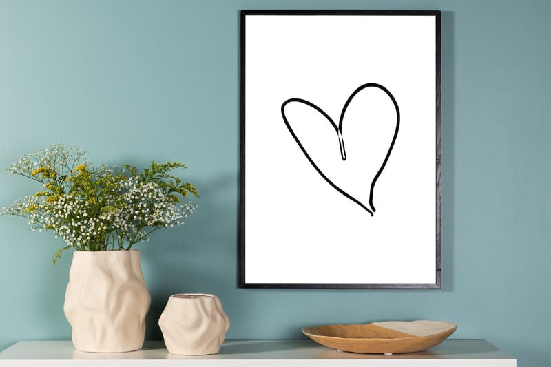 Poster Heart 21x30 cm - Svart/Vit - Inredning - Tavlor & konst - Posters & prints