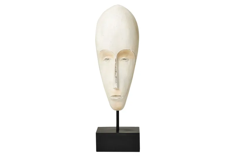Aldourie Dekoration Mask med Metallfot, Vit/Svart