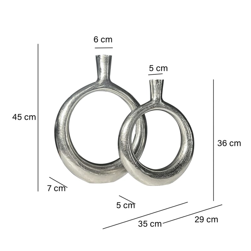 Dalena Vas 45 cm Set om 2 - silverfärgad - Inredning - Vas