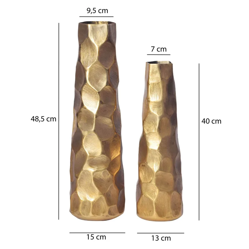 Daluna Vas 49 cm Set om 2 - Guldfärgad - Inredning - Vas - Cylindervas