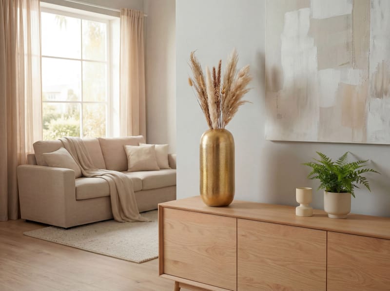Korva Golvvas 45 cm i aluminium - Guld - Inredning - Vas